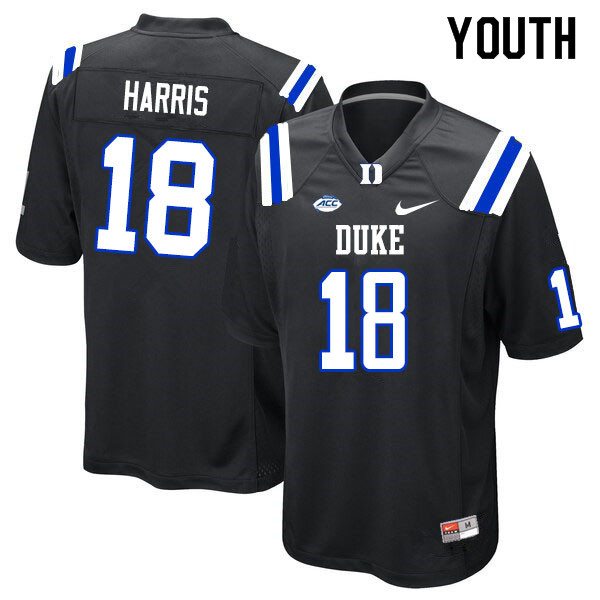 Youth #18 Quentin Harris Duke Blue Devils College Football Jerseys Sale-Black - Click Image to Close